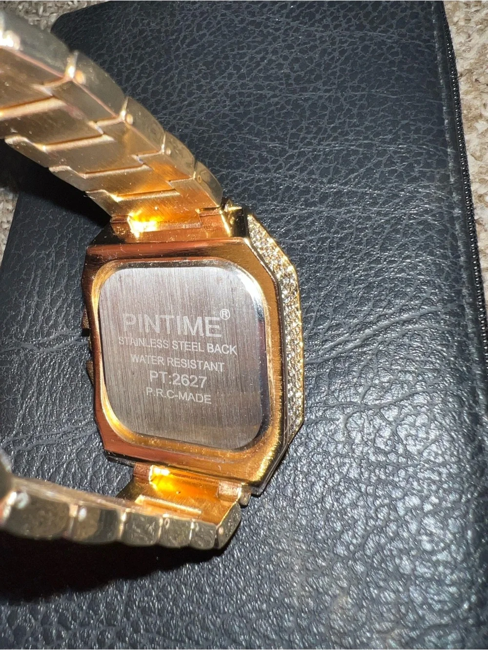 Pintime Iced Out Vintage Gold Diamond Moissanite Stainless Steel Watch